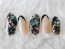 ネイリシャス(NAILICIOUS)/シックな印象の大人フラワー♪