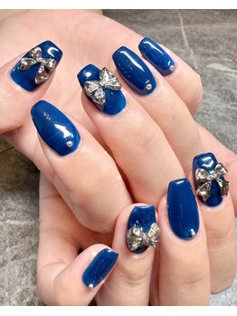 ネイビー×リボン