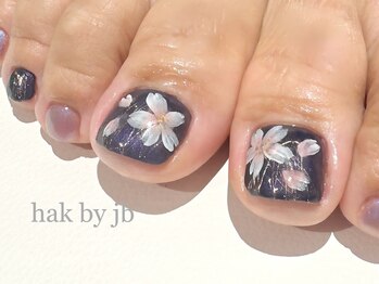 ハク ネイル バイジェービー 稲毛(hak nail byjb)/夜桜ネイル