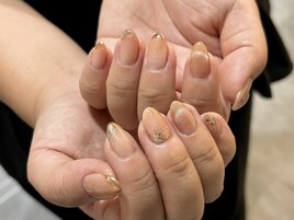 ベージュミラーフレンチネイル