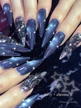 エヌ ネイルスタジオ(N nail studio)の写真/選べるカラー&パーツ★長さだし&スカルプは専門店にお任せ【長さ出し10本+ラバークロムネイル2個】￥14500