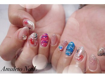 アムレート ネイル 蕨(Amuleto NaiL)/金魚＆ヨーヨー　夏祭り