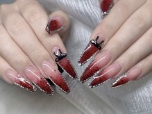ネイルズバー 新宿店(Nails Bar)/レッドグラデ×シルバーライン