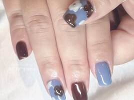 ぷっくりゆるお花アート秋ネイル