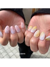 Mネイルアンドカフェ シェレステ/ももとレモンネイル☆