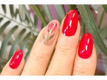マックスオーガニックネイルサロン/高級感レッド×アート