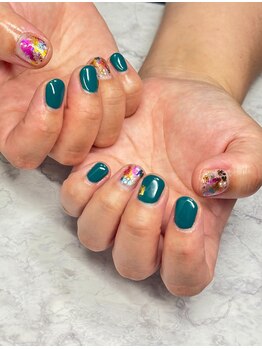 はあとねいる 宇都宮御幸ヶ原店/グリーンカラーネイル