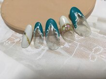 ネイルズティンク(Nails.tink)/波フレンチ×ホロドット