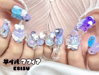 ネイルマフィア 恵比寿(NAIL MAFIA)/クリアパーツゴテゴテネイル