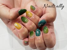 ネイルズアリー 立川店(Nails ally)/秋ネイル×クリアフラワー×秋冬