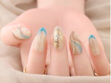 ヴァンネイル(VINGT NAIL nail&eye beauty)/夏映えブルーフレンチ