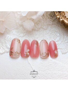 ピオニーネイル(peony nail)/縦グラデ　ミラーフラワー