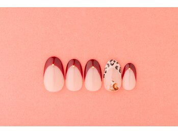 エムスラッシュ ネイル センター北店(M.SLASH)/レオパード＆赤フレンチ