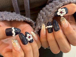 【Miku】ネイビー３D花¥10240