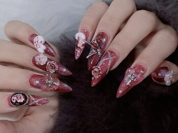ネイルズバー 新宿店(Nails Bar)/ゴシックローズ3Dネイル
