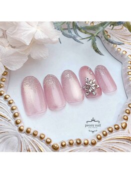 ピオニーネイル(peony nail)/ビジューでつくる雪の結晶