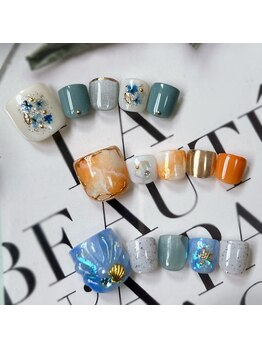 ユニオンネイル川崎(UNION NAIL)の写真/FOOT定額ネイル¥9480☆ワンポイントデザインから定額デザインまで盛りだくさん☆丁寧なウォーターケア込み