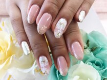 ダブルネイル(Double Nail)/[石田] &nbsp;フラワー×春ラメ