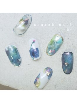スカラべネイル52 春日部(Scarab Nail 52)/夏*涼し気♪水彩ネイル