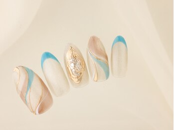 ヴァンネイル(VINGT NAIL nail&eye beauty)/夏映えブルーフレンチ