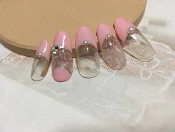 ネイルズティンク(Nails.tink)/ピンクフレンチ×砂シェル