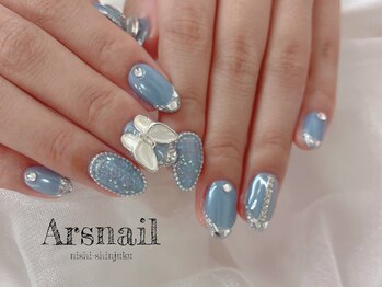 アルスネイル(Ars nail)/バタフライガラスフレンチネイル