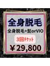 【月3名限定クーポン】【全身脱毛+髭orVIO】3回チケット¥29800