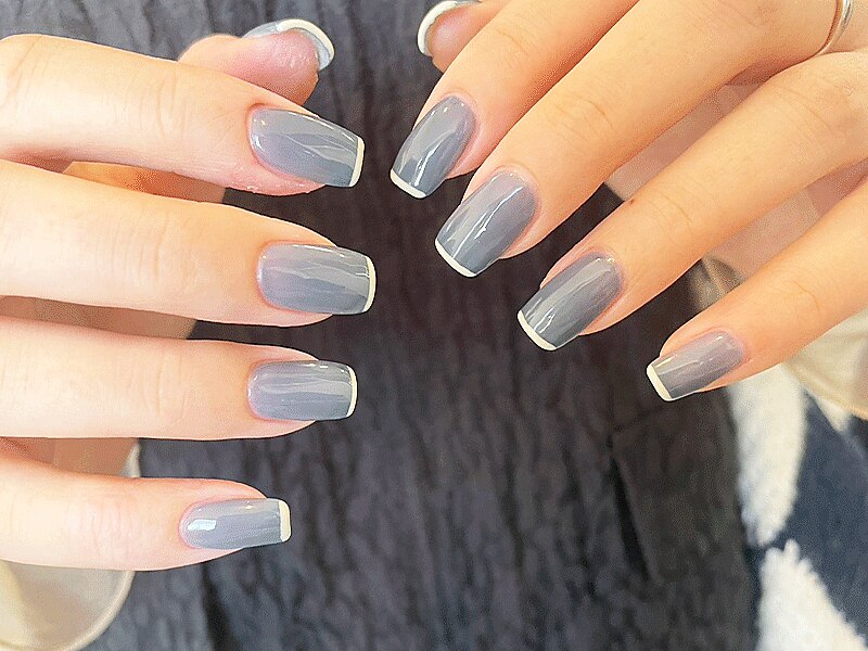 nail design：細フレンチネイル：PG014480984｜カルフールリル 姪浜店