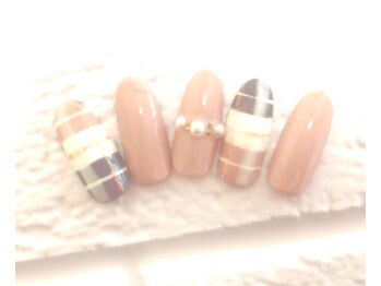 ネイル サロン シエル(Ciel)/ワンカラー×チェックアート