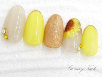 ラグジュアリーネイルズ カワグチ(Luxury Nails Kawaguchi)/キュート*向日葵Nail