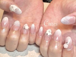 お花レースブライダルネイル