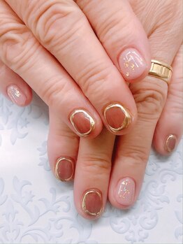 ブラウン×ピンク ミラーアート