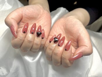 ヤシネイル(Yashi Nail)/シンプル持込 推しネイル 赤黒