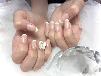 アールケーネイル 中野坂上(RK nail)/白フレンチ　ウエディングネイル