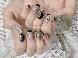 手描き　ミラーネイル　フレンチ
