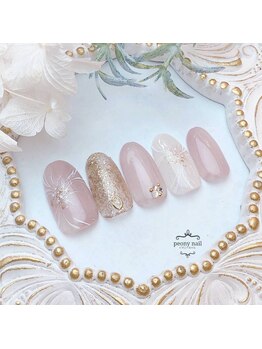 ピオニーネイル(peony nail)/1月新作ふんわり咲いた大輪の花