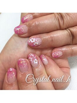 クリスタルネイル ゆめタウン博多店(CRYSTAL NAIL)/白のホログラムフラワーネイル