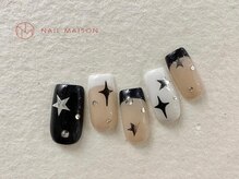 ネイルメゾン 梅田(NAIL MAISON)/キラキラ白黒フレンチ