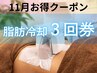 【11月お得クーポン】脂肪冷却3回券/¥85,800→¥81,510