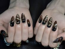 ネイルズバー 新宿店(Nails Bar)/ブラック×ブラウンマーブル