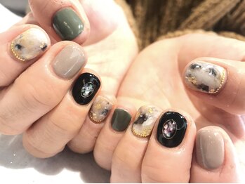 アース コアフュールボーテ 新潟中野山店 (EARTH Coiffure beaute')/ショート大理石ネイル ￥7000