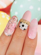 カラーズ 浜松店(colors)/ピンク花柄ガーリーネイル(^^)/