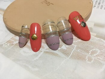 ネイルズティンク(Nails.tink)/ニュアンスボーダー×シェル