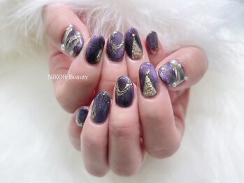 ニコルビューティー 高槻 南平台店(NiKOR beauty)の写真/【クリスマスオススメ♪】上品なデザインで大人女性にオススメのラグジュアリーアート♪¥9000→¥8000
