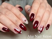 アケネイル 錦糸町店(Ake Nail)/チェック/ハート/ボルドー