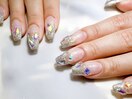 ラメグラデーション×ストーン