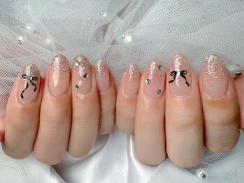 プティ アイビューティ 北浜店(peTiT eyebeauty)/リボンネイル　ワンホンネイル
