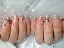 リボンネイル　ワンホンネイル