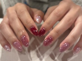 ピンクカラーフラッシュネイル