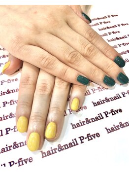 ヘアアンドネイル ピーファイブ(P-five)/ワンカラーにも遊び心♪